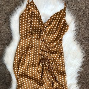 Polka Dot Ruched Midi Dress